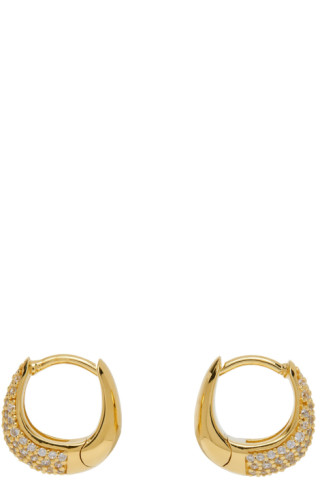 Tom Wood: Gold Ice Huggies Pave Hoop Earrings | SSENSE UK