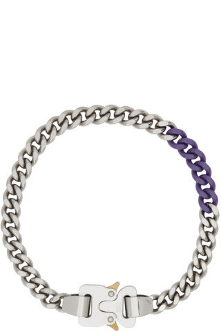 1017 ALYX 9SM: Silver & Purple Buckle Necklace | SSENSE