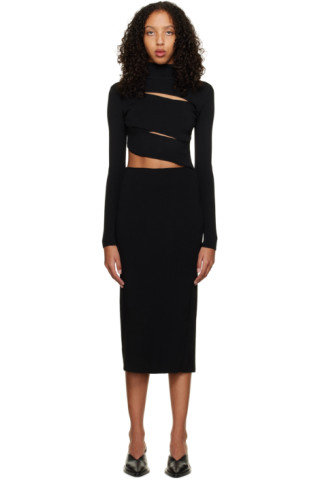 BOYAROVSKAYA: Black Fusilli Midi Dress | SSENSE