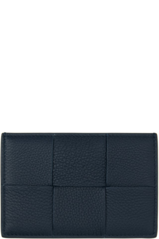 Bottega Veneta: Navy Credit Card Holder | SSENSE