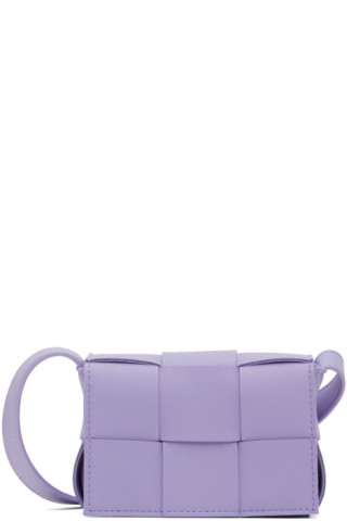 Padded Cassette Leather Shoulder Bag in Purple - Bottega Veneta