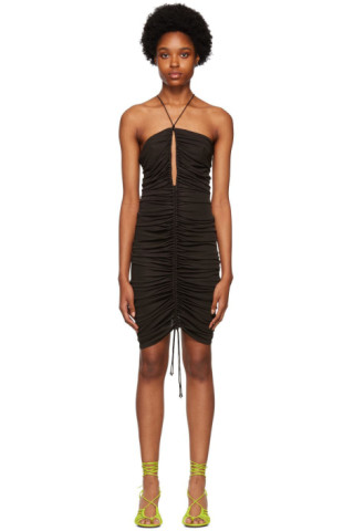 Bottega Veneta: Black Halter Mini Dress | SSENSE