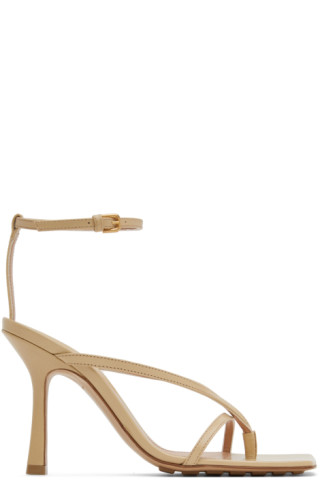 Bottega Veneta: Beige Stretch Sandals | SSENSE