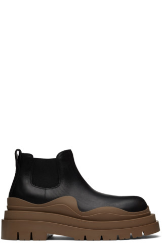 Bottega Veneta Black & Brown Tire Chelsea Boots — BLOGGER ARMOIRE