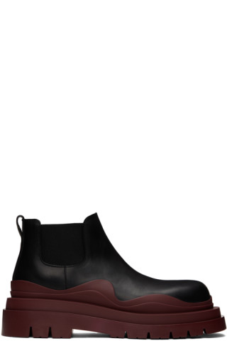 Bottega Venetta Tire Boot Black Maroon