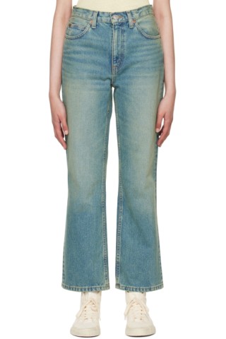 Blue 70s Loose Flare Jeans by Re/Done on Sale