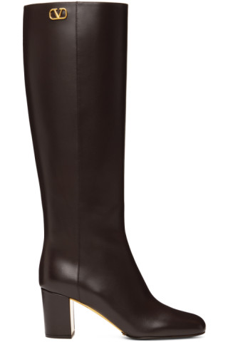 Brown Golden Walk Boots by Valentino Garavani on Sale