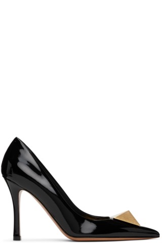 Valentino Garavani: Black One Stud Heels | SSENSE