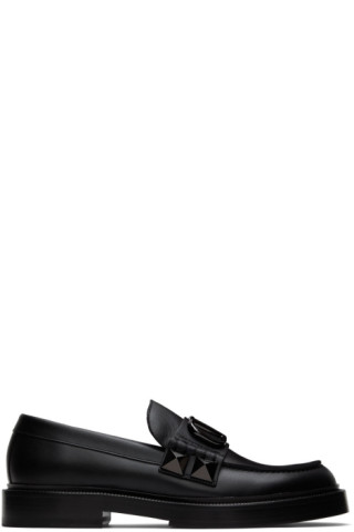 Black Stud Sign Loafers by Valentino Garavani on Sale Black Stud Sign Loafers by Valentino Garavani on Sale