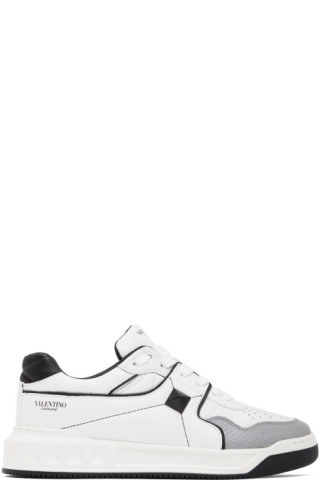 Valentino Garavani White amp; Black One Stud Sneakers