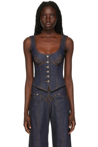 Jean Paul Gaultier: Indigo 'The Jean' Tank Top | SSENSE