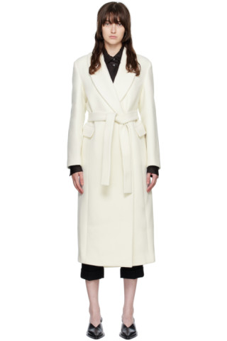Nothing Written: SSENSE Exclusive Off-White Shawl Collar Coat | SSENSE