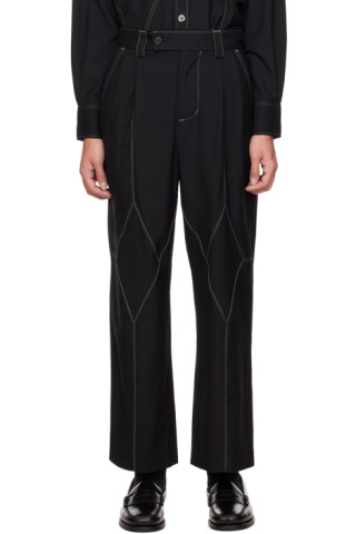 JieDa - Black Panel Trousers