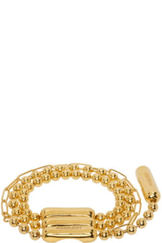 Gold Triple Ball Chain Bracelet by AMBUSH on Sale