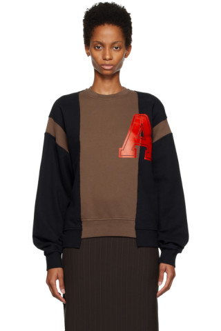 AMBUSH: Black & Brown Varsity Sweatshirt | SSENSE