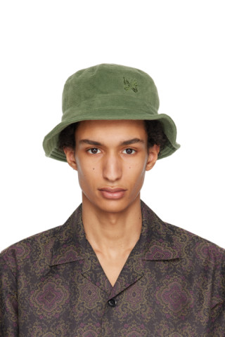 NEEDLES: Green Embroidered Bucket Hat | SSENSE NEEDLES: Green Embroidered Bucket Hat | SSENSE