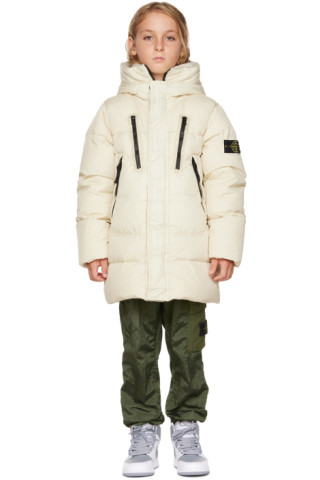 Kids Off-White Crinkled Down Jacket by 