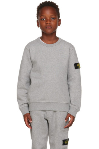 Kids Gray Garment-Dyed Sweatshirt by Stone Island Junior on Sale