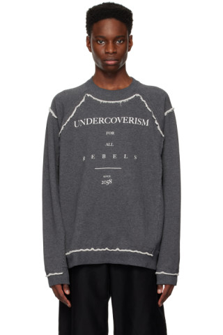 Gray Paneled Sweatshirt by Undercoverism on Sale