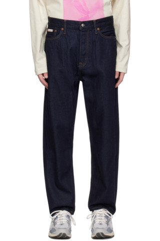 Navy Twisted Seam Jeans by Calvin Klein on Sale