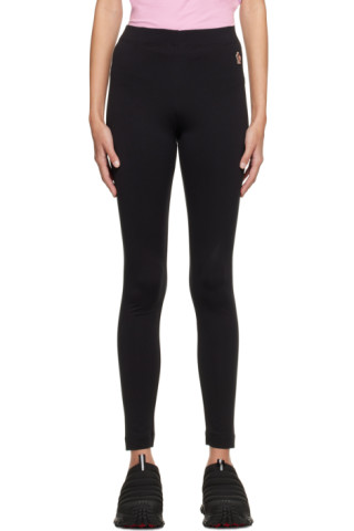 Black High-rise stretch-jersey leggings, Moncler