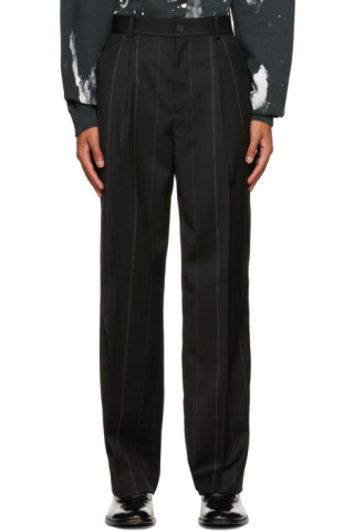 Black Boxy Suit Trousers by Han Kjobenhavn on Sale