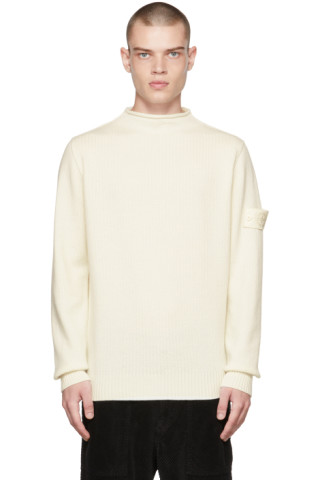Off-White Cashmere Sweater by Stone Island on Sale