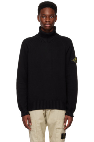 Stone Island ブラックパッチタートルネック-