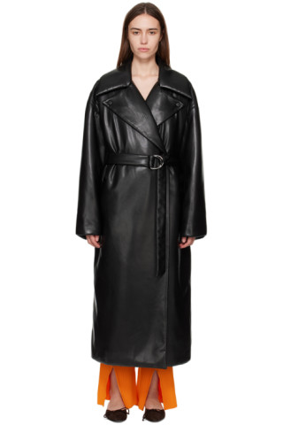 Black Liano Coat by Nanushka on Sale