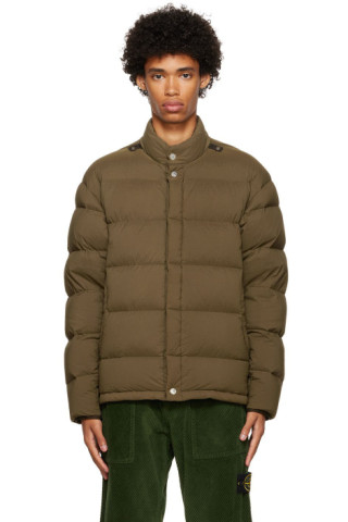 Stone Island Shadow Project: Khaki Augment Down Jacket | SSENSE