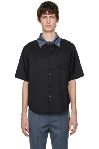 The World Is Your Oyster: Black Studded Shirt | SSENSE