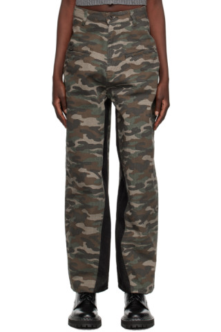 SSENSE Exclusive Khaki Camouflage Trousers by Fax Copy Express on Sale