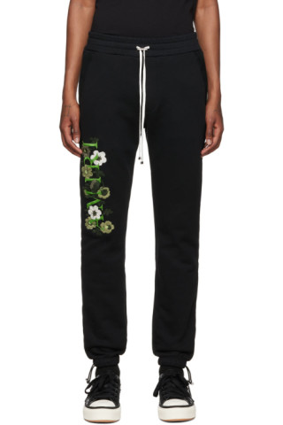 AMIRI: Black Flower Lounge Pants | SSENSE Canada