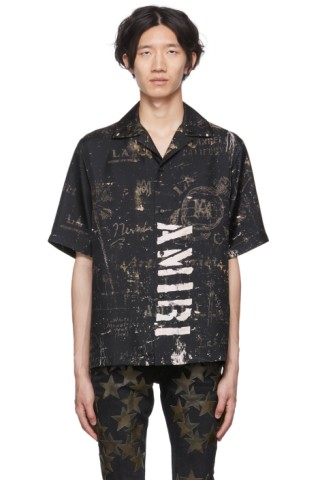 AMIRI: Black Army Stencil Camp Shirt | SSENSE