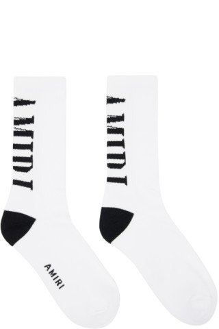 White & Black Vertical Core Socks by AMIRI on Sale