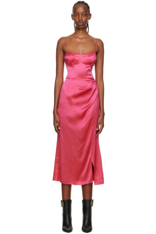 Reformation: Pink Marguerite Midi Dress | SSENSE Canada