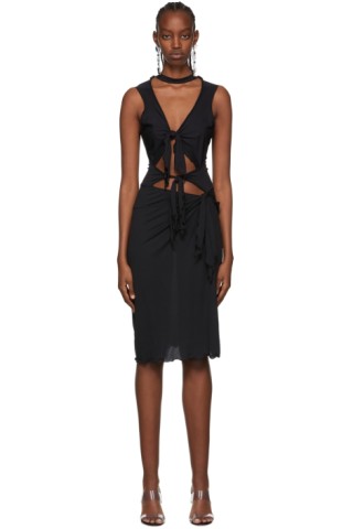 【関税込み】Anna Sui SSENSE限定 ブラック Lisa ミニワンピース SSENSE Exclusive Black Lisa Mini Dress by Anna Sui on Sale