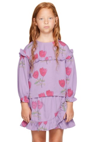 Kids Purple Flowers Blouse by The Campamento on Sale