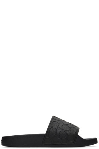 Coach 1941: Black Signature Pool Slides | SSENSE Coach 1941: Black Signature Pool Slides | SSENSE