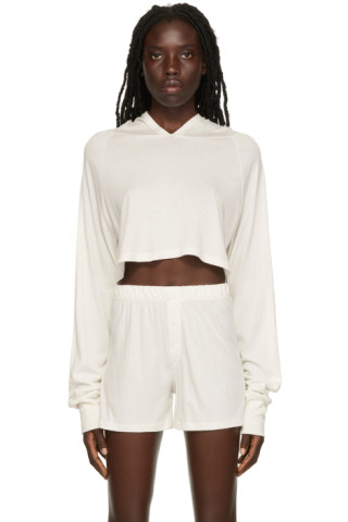 ÉTERNE: Off-White Raglan Cropped Hoodie | SSENSE Canada