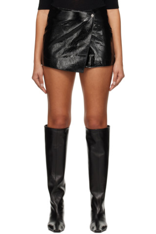 Black 'The Vera' Leather Miniskirt by KHAITE on Sale