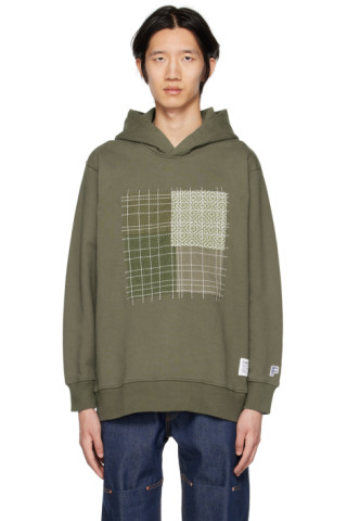 Khaki Boro Patchwork Hoodie by FDMTL on Sale