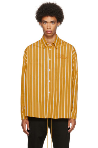 Rhude: Yellow Striped Shirt | SSENSE