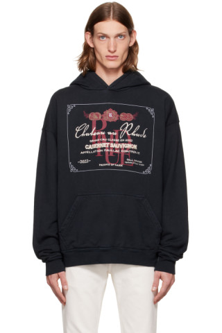 Rhude: SSENSE Exclusive Black Chateau De Rhude Hoodie | SSENSE