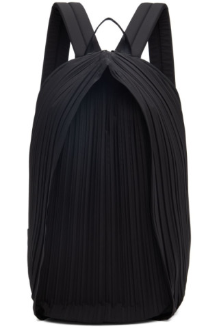 Black Polyester Backpack by Pleats Please Issey Miyake on Sale