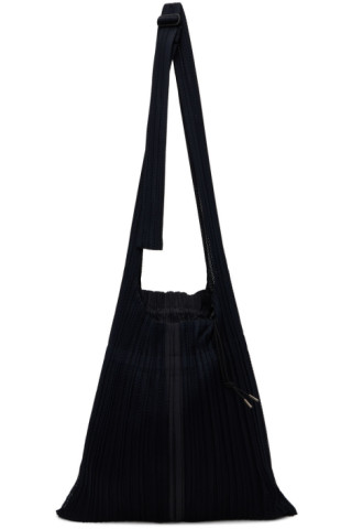 Pleats Please Issey Miyake Pleated Drawstring Backpack in Black