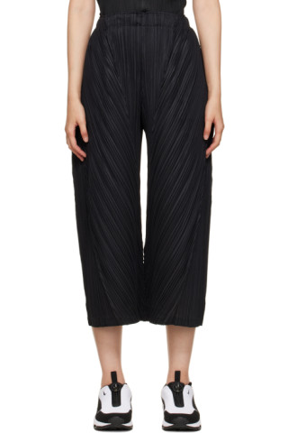 Pleats Please Issey Miyake: Black Thicker Bottoms 2 Trousers