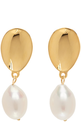 Gold Everyday Pearl Drop Earrings by Sophie Buhai on Sale