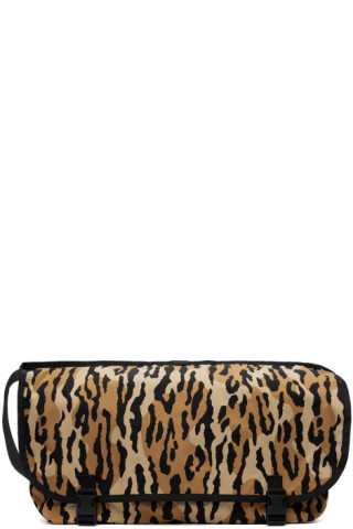 Beige Leopard Messenger Bag by WACKO MARIA on Sale
