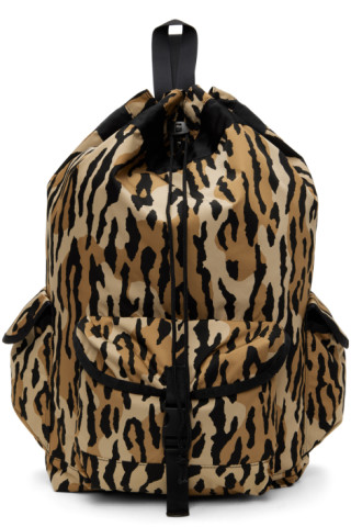 WACKO MARIA: Beige & Black Leopard Backpack | SSENSE